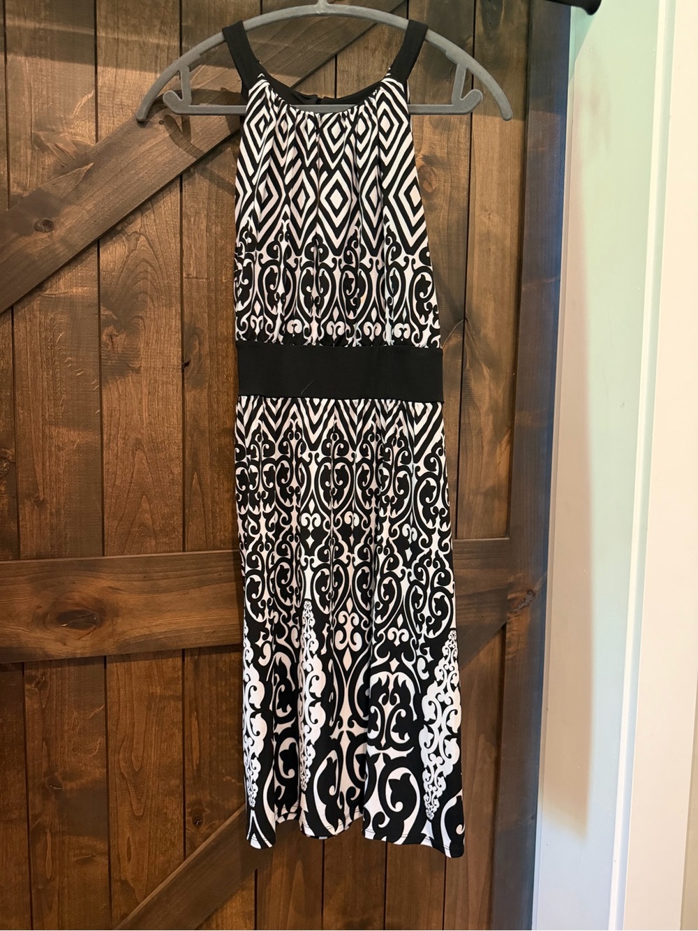 White House Black Market Black and White Halter Patterned Dress